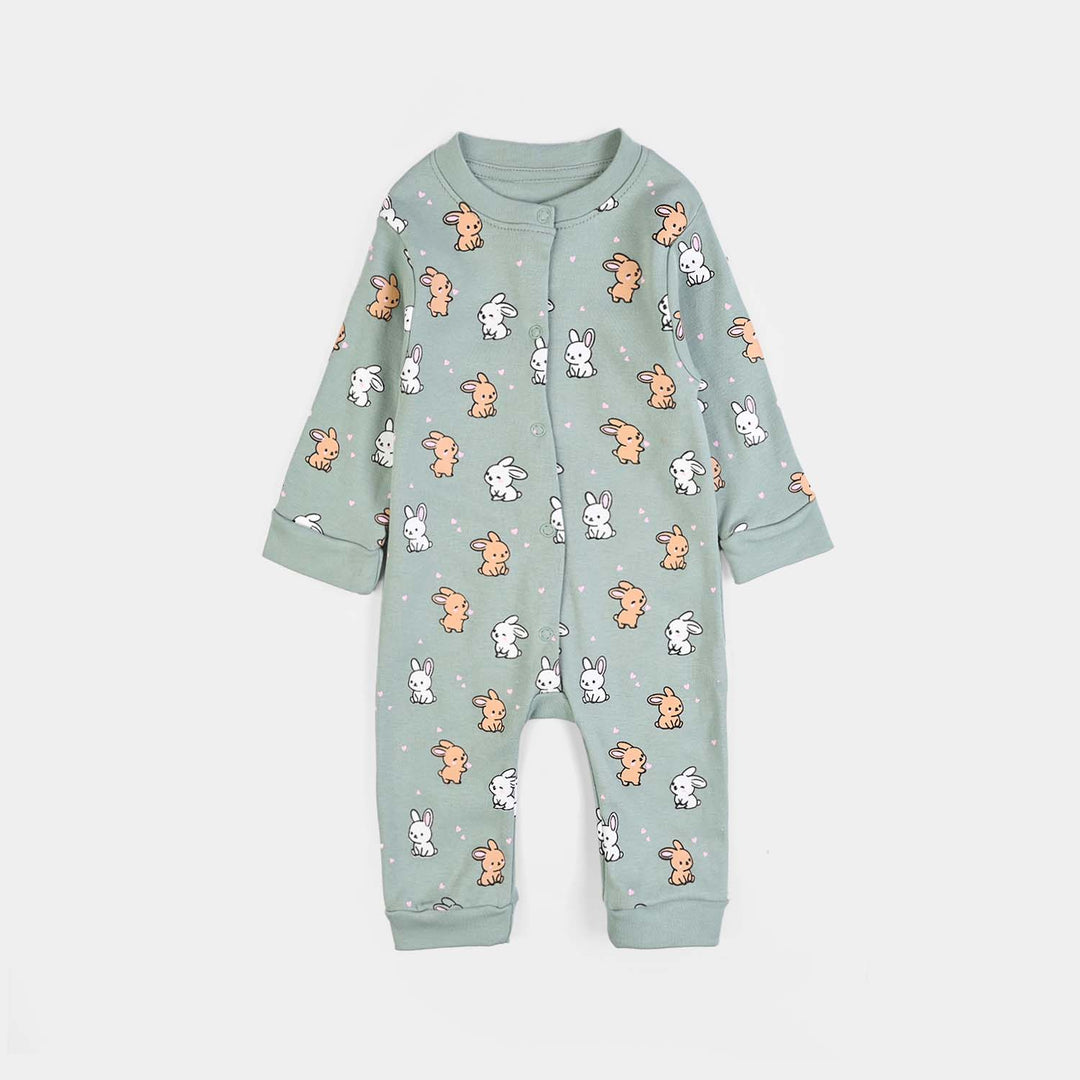 Infant Girls Cotton Interlock Knitted Romper Rabbits