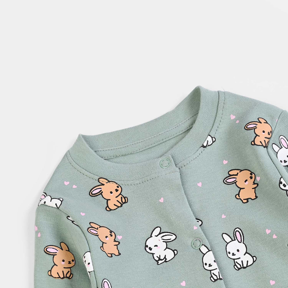 Infant Girls Cotton Interlock Knitted Romper Rabbits