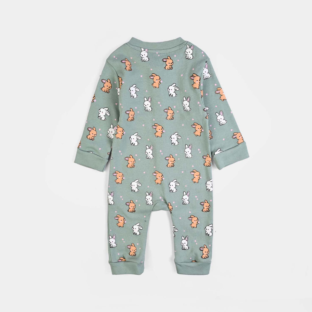 Infant Girls Cotton Interlock Knitted Romper Rabbits