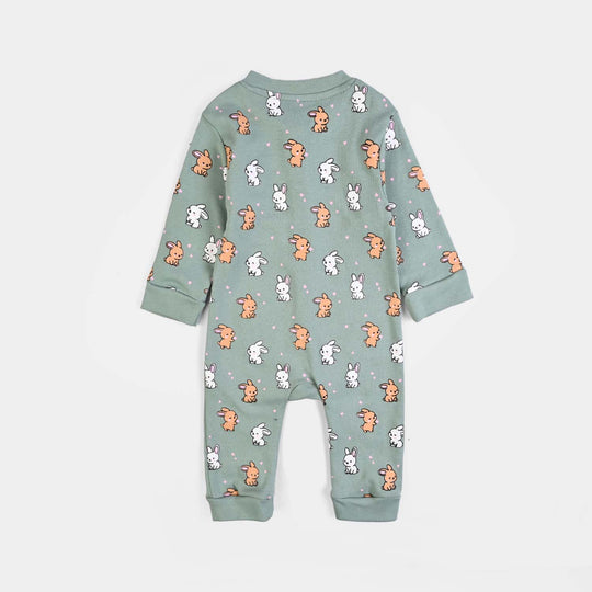 Infant Girls Cotton Interlock Knitted Romper Rabbits