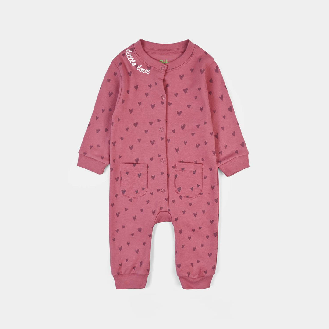 Infant Girls Cotton Interlock Knitted Romper Lovely - Rose Wine