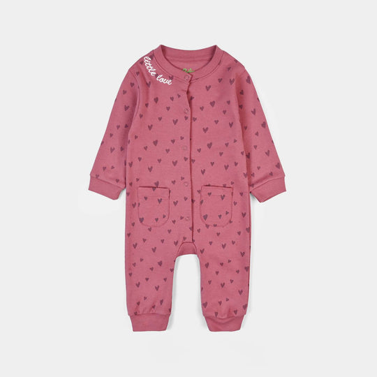 Infant Girls Cotton Interlock Knitted Romper Lovely - Rose Wine