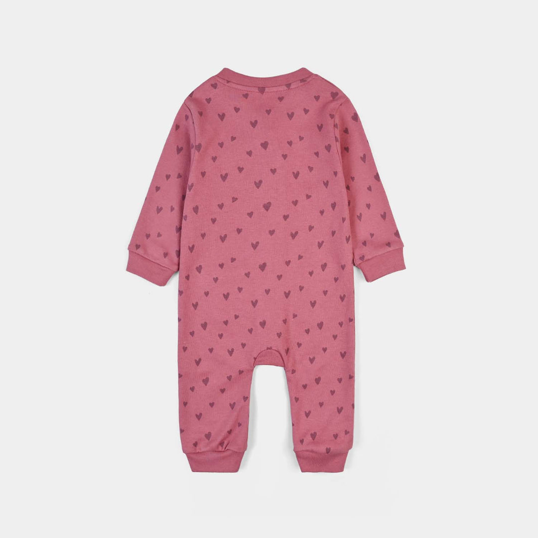 Infant Girls Cotton Interlock Knitted Romper Lovely - Rose Wine