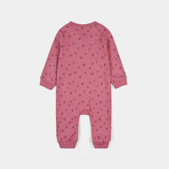 Infant Girls Cotton Interlock Knitted Romper Lovely - Rose Wine