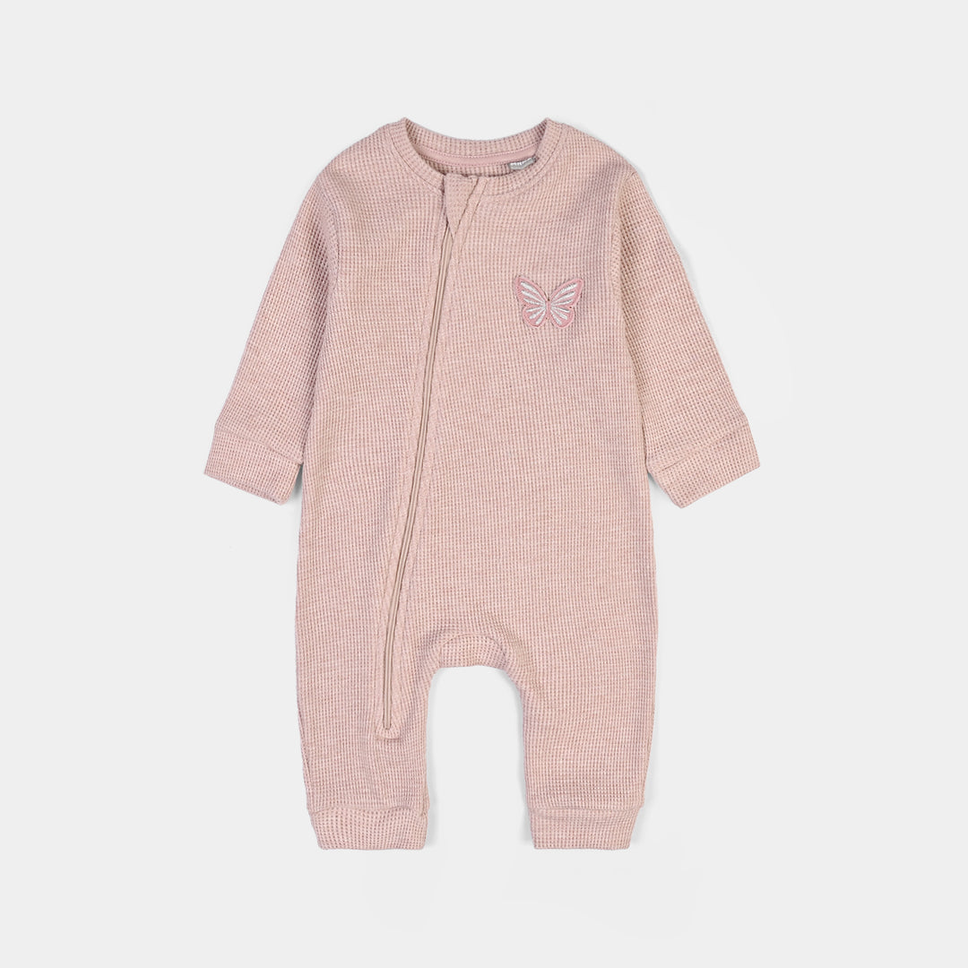 Infant Girls Rib Knitted Romper Blush - PINK