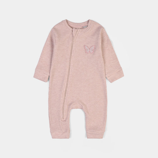 Infant Girls Rib Knitted Romper Blush - PINK