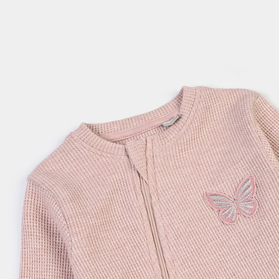 Infant Girls Rib Knitted Romper Blush - PINK