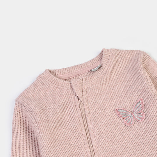 Infant Girls Rib Knitted Romper Blush - PINK