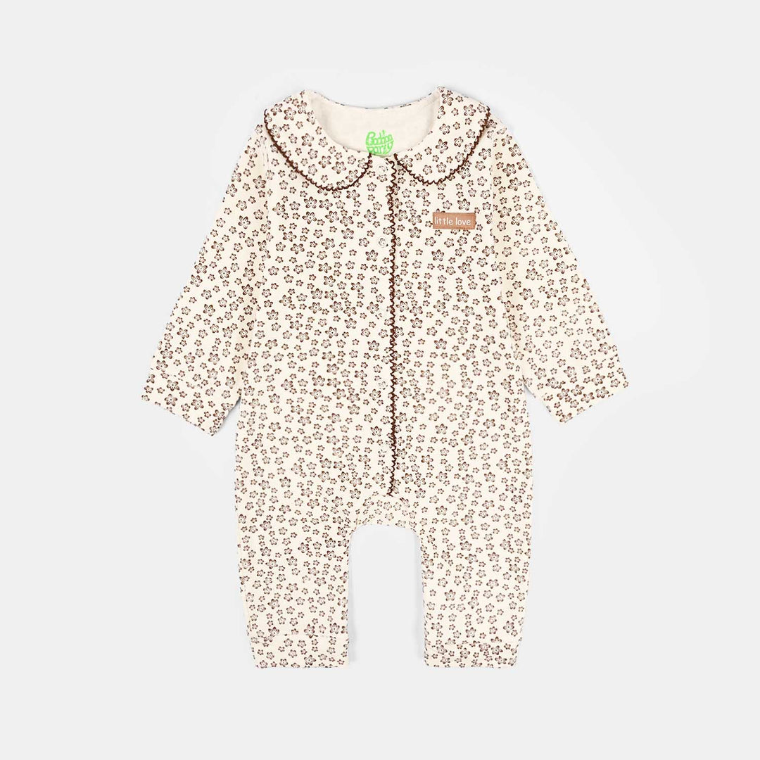 Infant Girls Rib Knitted Romper Flowery-OFF-White
