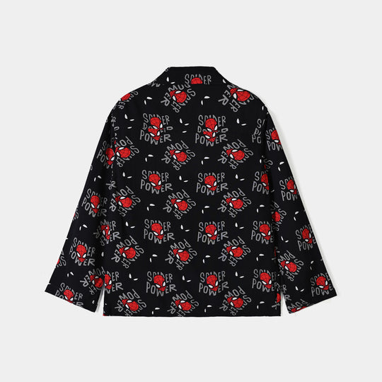 Boys Linen Viscose Nightwear Spider Power -BLACK