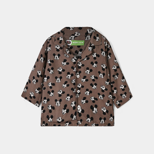 Infant Boys Linen Viscose Nightwear Character-BROWN
