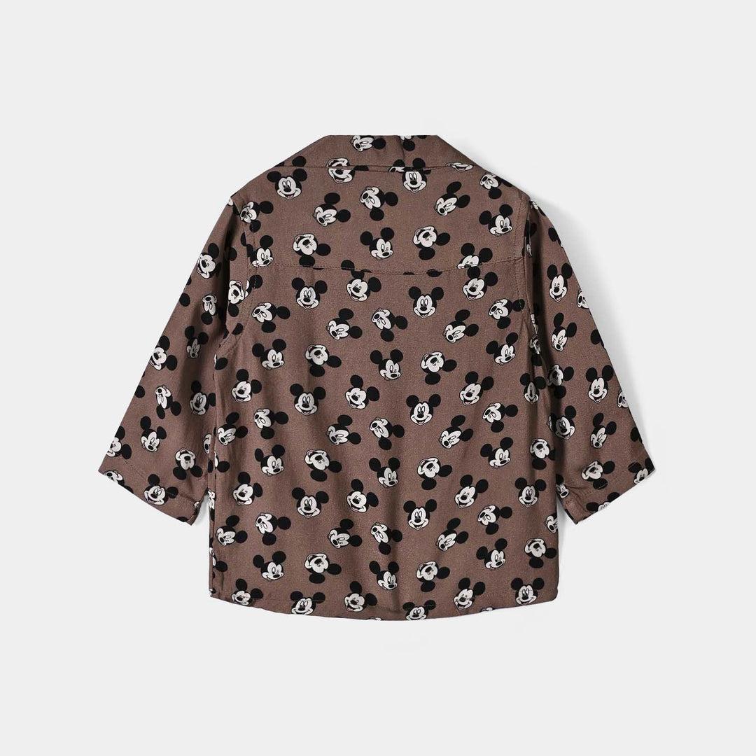 Infant Boys Linen Viscose Nightwear Character-BROWN