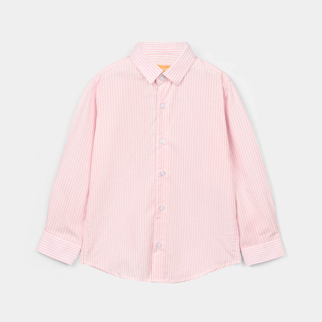Boys Yarn Dyed Formal Shirt (Pink Stripe)