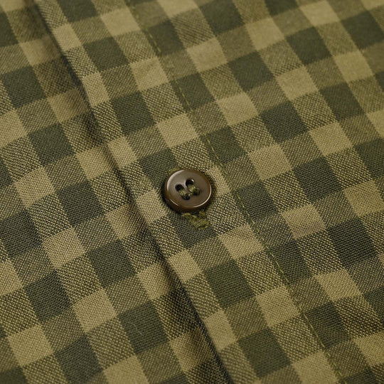 Infant Boys Yarn Dyed Woven Romper-Olive - GREEN