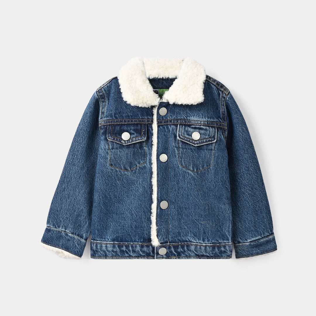 Infant Boys Denim Rigid Jacket White Sherpa - BLUE