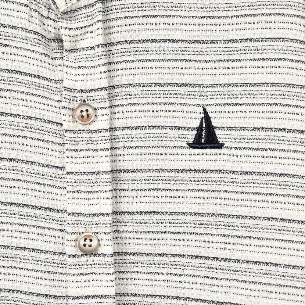 Boys Yarn Dyed Shirt Boat - Light Grey