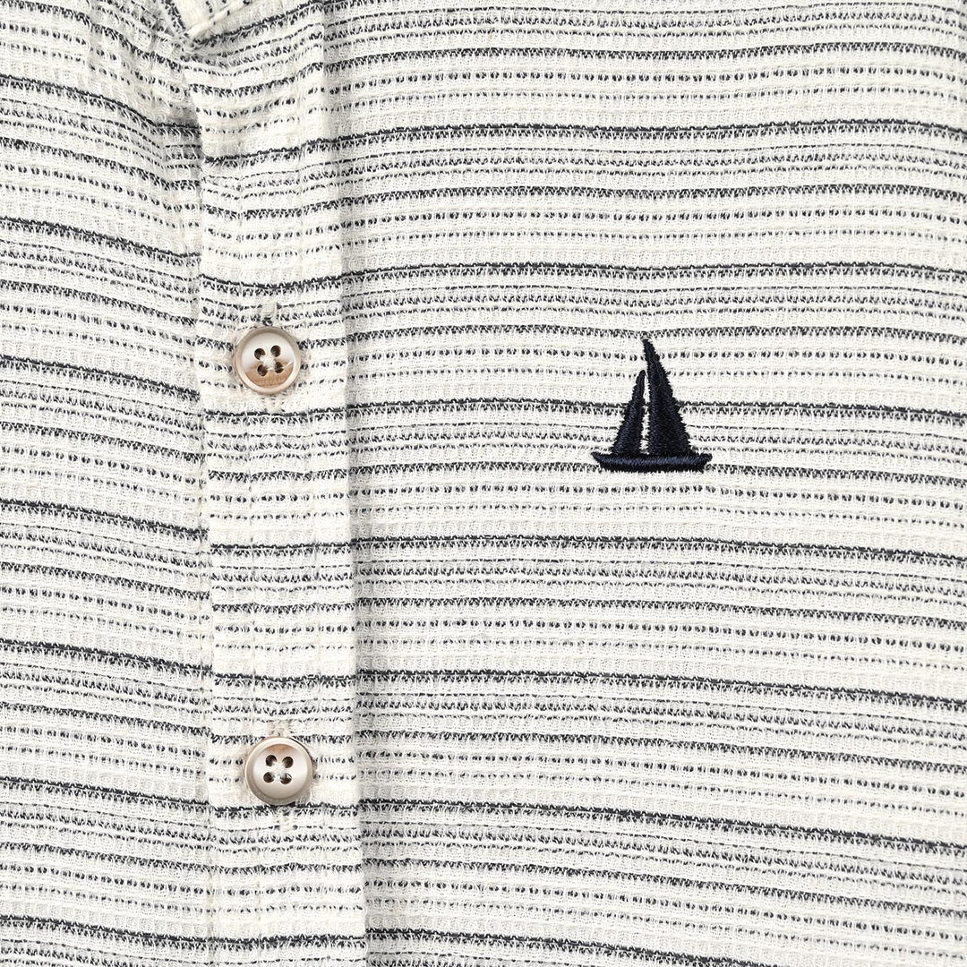Boys Yarn Dyed Shirt Boat - Light Grey