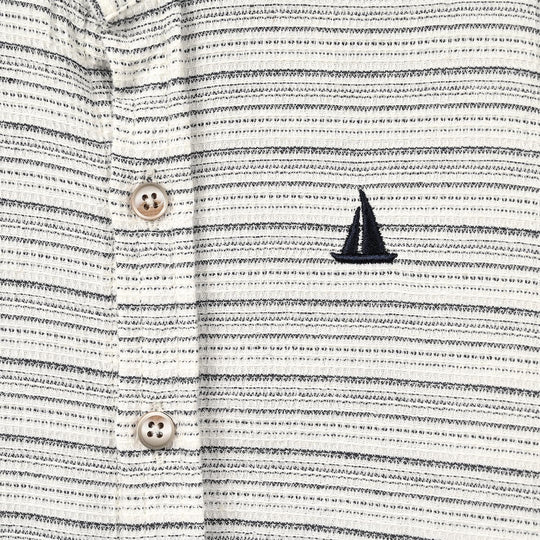 Boys Yarn Dyed Shirt Boat - Light Grey