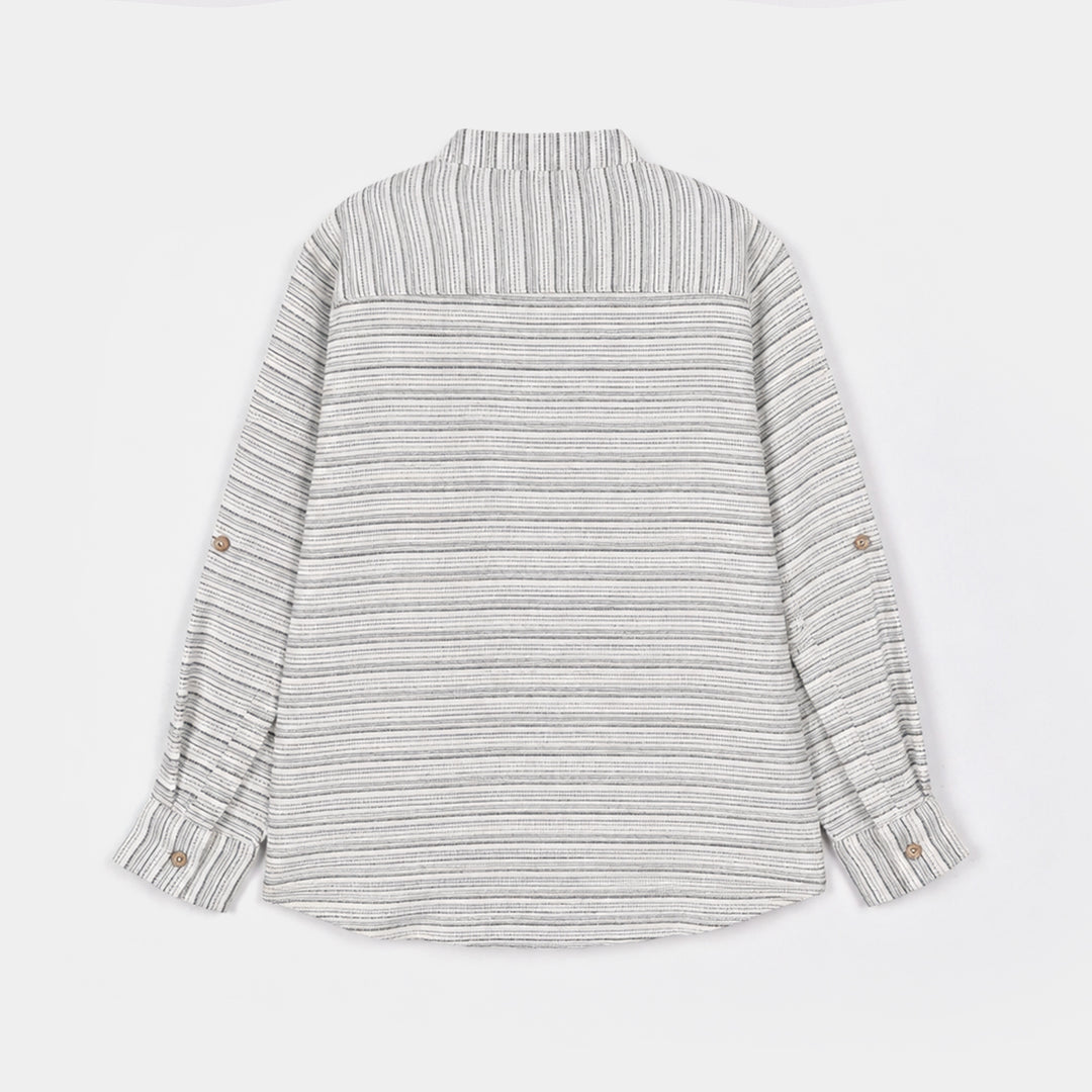 Boys Yarn Dyed Shirt Boat - Light Grey