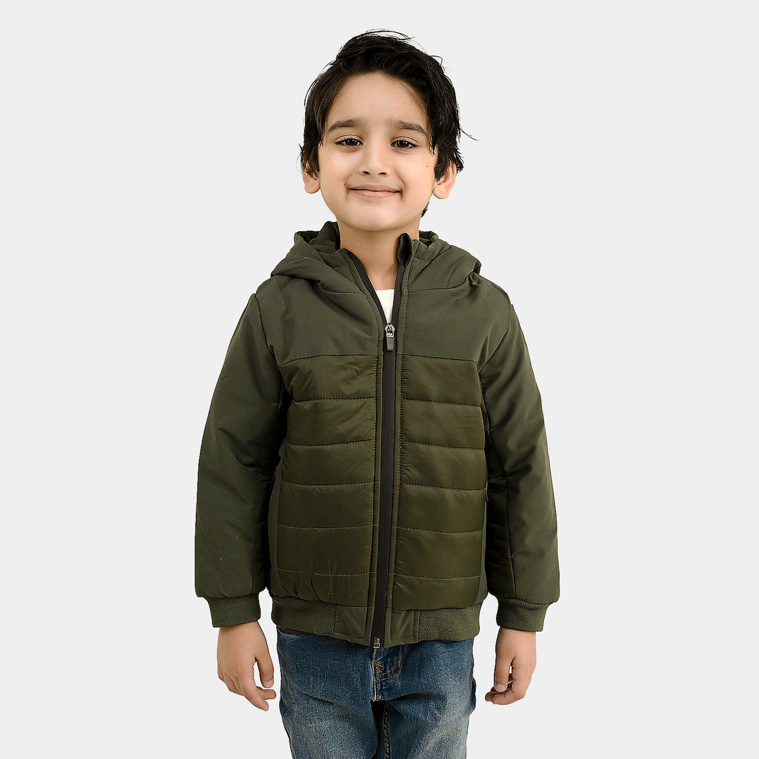 Boys Polyester Quilted Jacket Water Proof - GREEN
