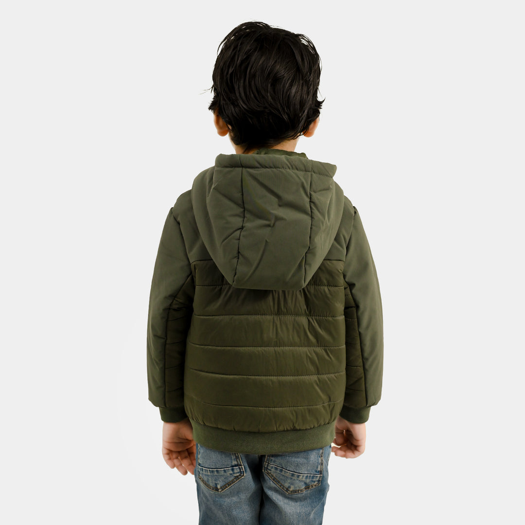 Boys Polyester Quilted Jacket Water Proof - GREEN