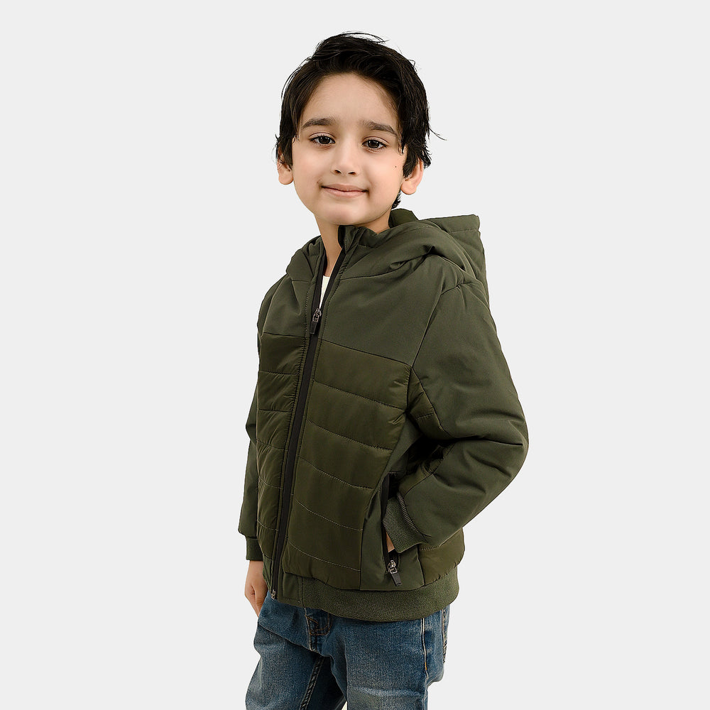 Boys Polyester Quilted Jacket Water Proof - GREEN