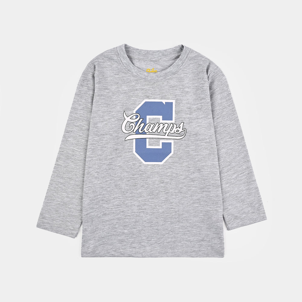Boys Poly cotton Jersey Night Suit Champs - Grey/Black