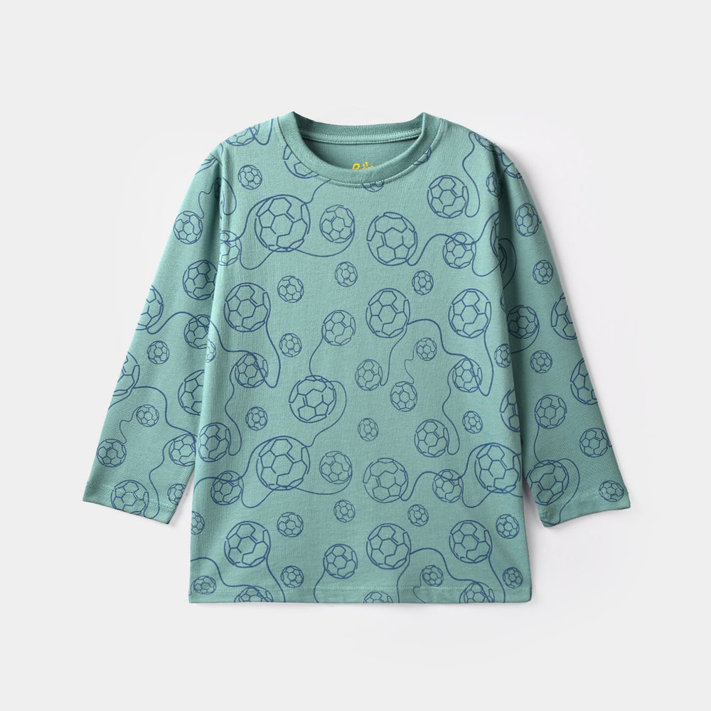Boys Poly Cotton Jersey Night Suit Football line-Green