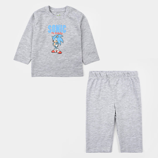 Infant Boys Poly Cotton Jersey Night Suit Racing Character - GREY
