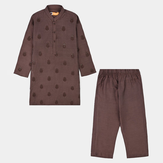 Boys Poly Cotton 2Piece Suit (Jagmag) - BROWN