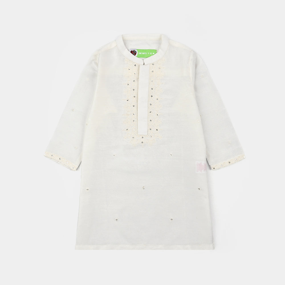 Infant Boys Poly Cotton 2Piece Suit (Chamak) - White