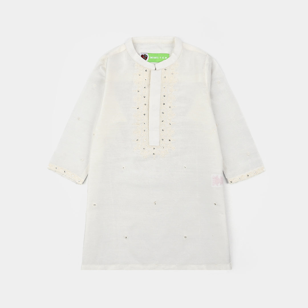 Infant Boys Poly Cotton 2Piece Suit (Chamak) - White