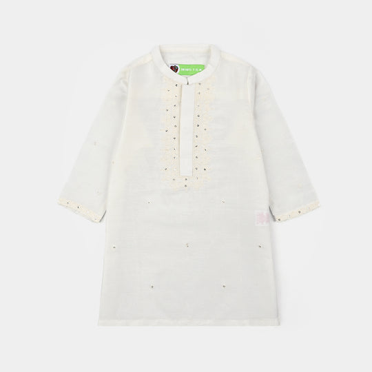 Infant Boys Poly Cotton 2Piece Suit (Chamak) - White
