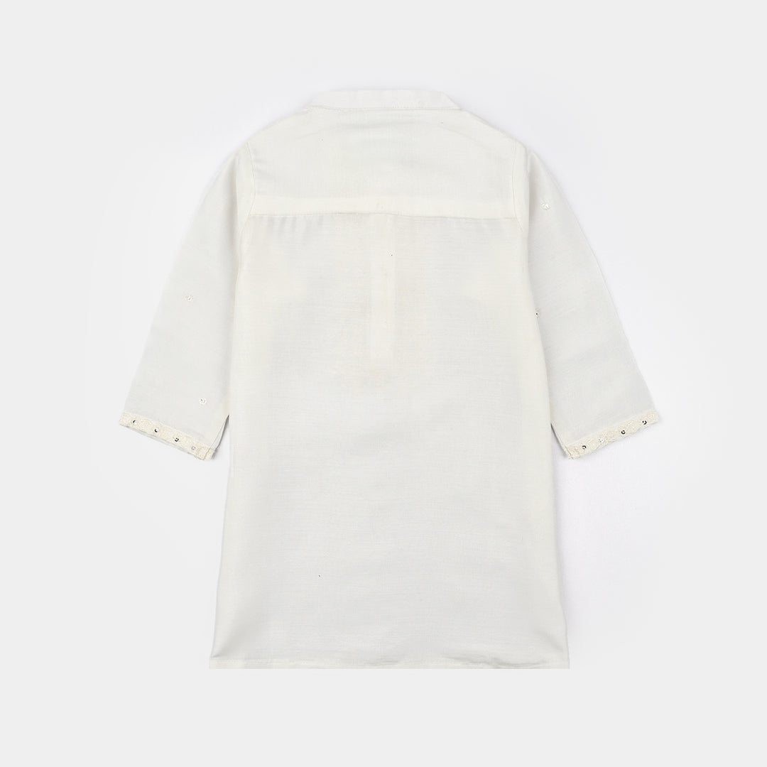 Infant Boys Poly Cotton 2Piece Suit (Chamak) - White