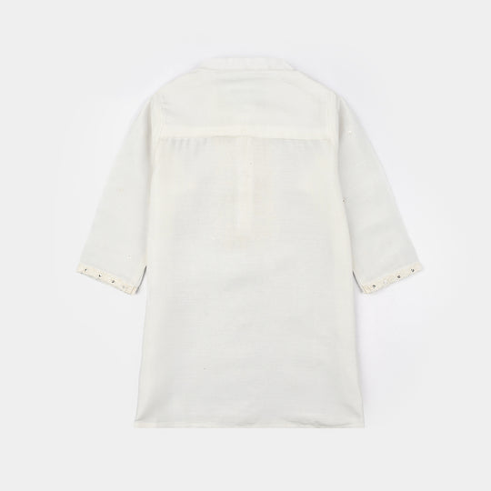 Infant Boys Poly Cotton 2Piece Suit (Chamak) - White