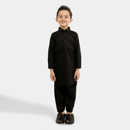 Boys Cotton Poplin 2Piece Suit (Classic) - BLACK