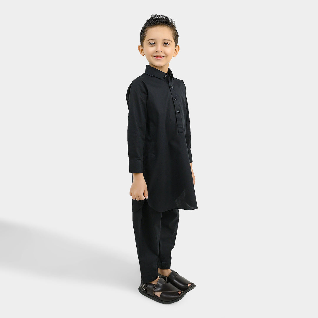 Boys Cotton Poplin 2Piece Suit (Classic) - BLACK
