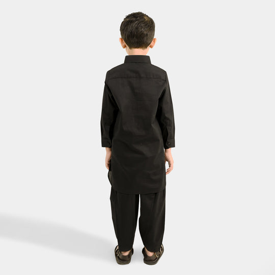 Boys Cotton Poplin 2Piece Suit (Classic) - BLACK
