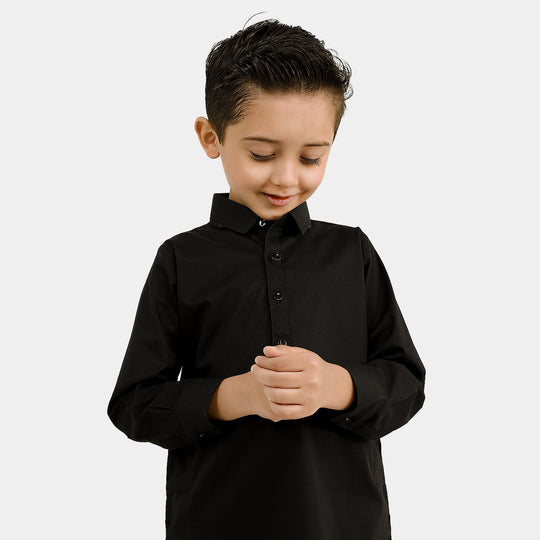 Boys Cotton Poplin 2Piece Suit (Classic) - BLACK