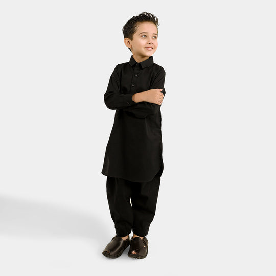 Boys Cotton Poplin 2Piece Suit (Classic) - BLACK