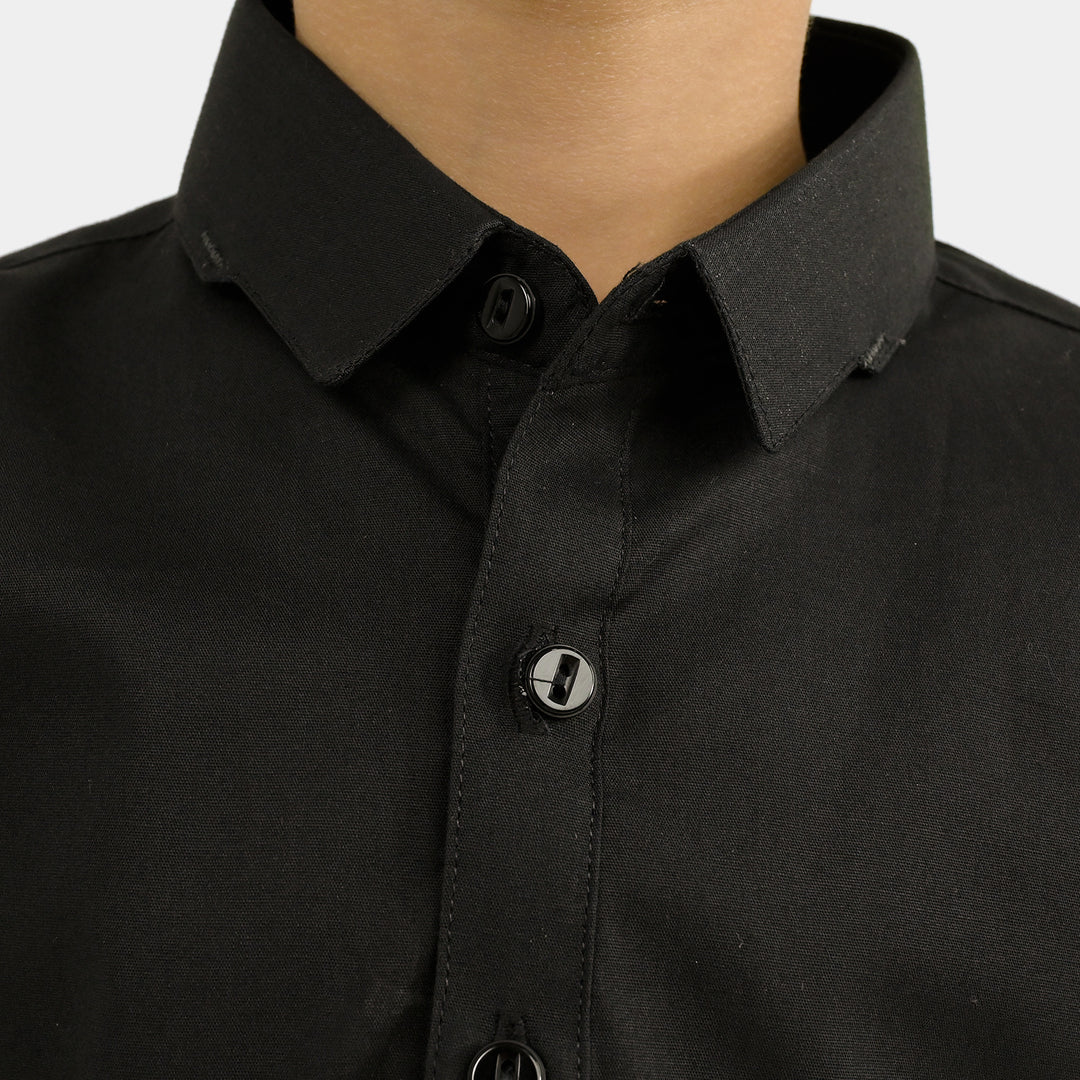 Boys Cotton Poplin 2Piece Suit (Classic) - BLACK