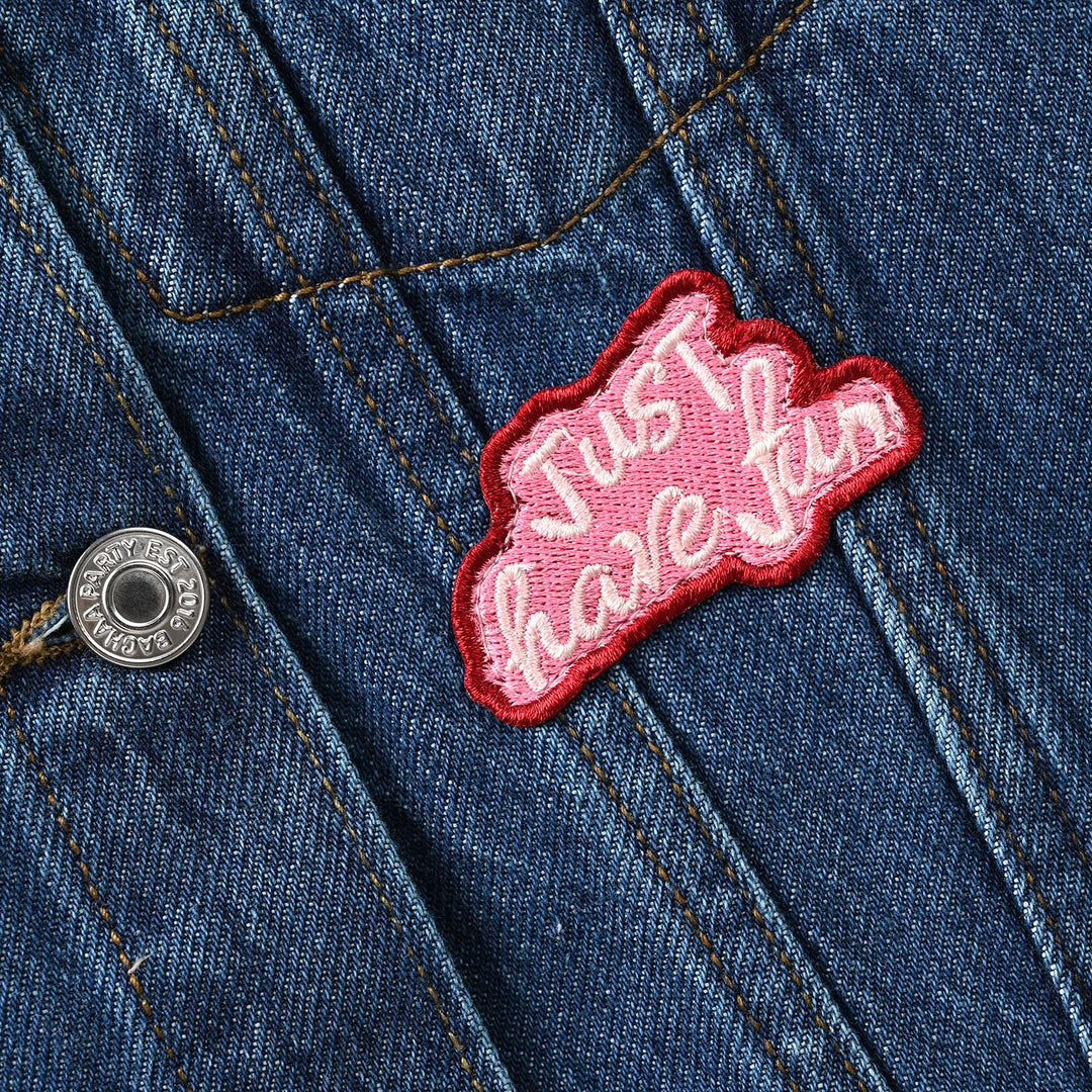 Girls Denim Rigid Jacket Just Have Fun - Mid Blue