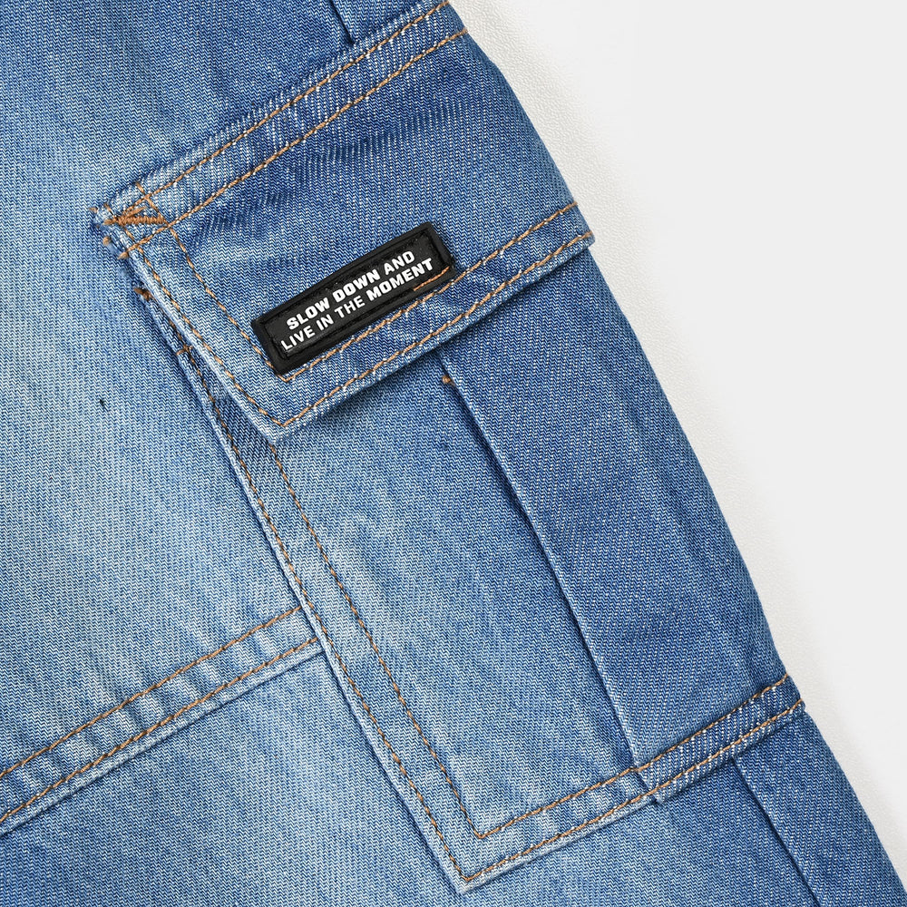 Teens Boys Denim rigid Pant Slow Down-Mid Blue