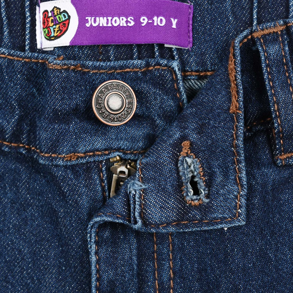 Teens Boys Denim Stretch Pant Croos Loops - Dark Blue