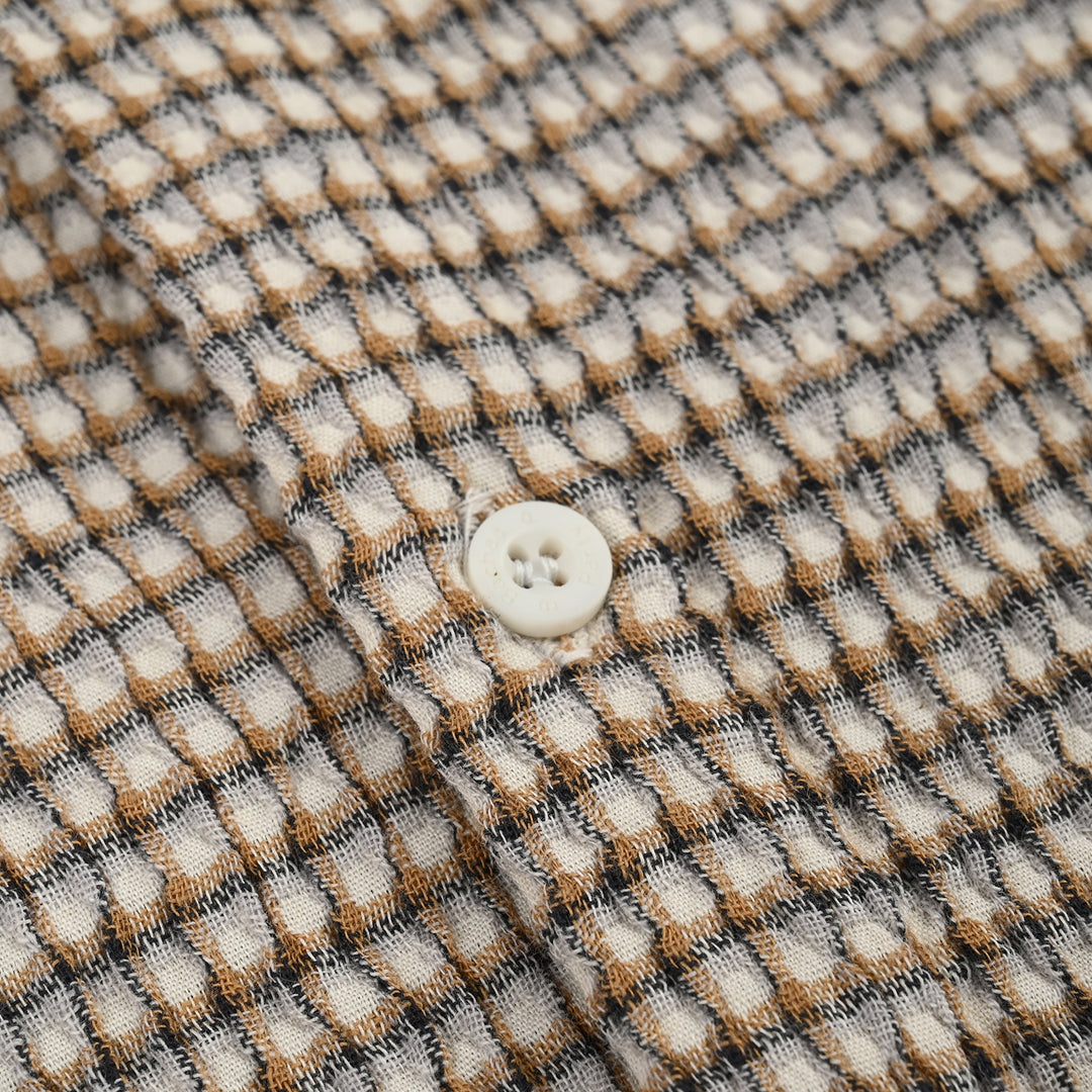 Boys Yarn Dyed Shirt Half Sleeves (Live loud) - Brown & Check