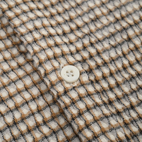 Boys Yarn Dyed Shirt Half Sleeves (Live loud) - Brown & Check