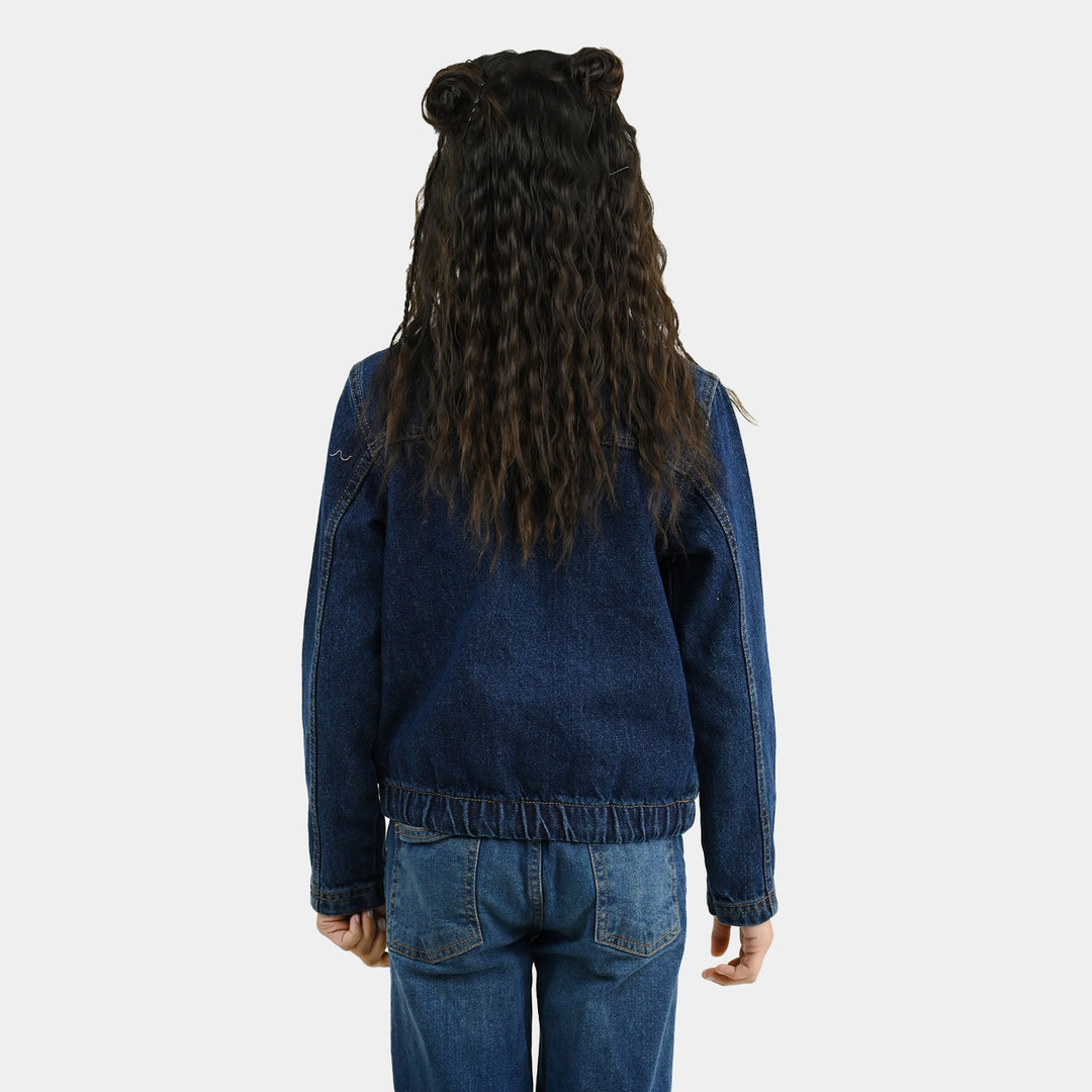 Girls Denim Rigid Woven Jacket Rope - Dark Blue