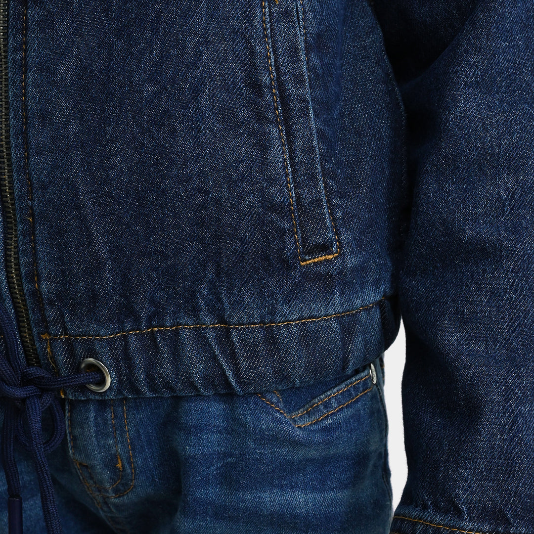 Girls Denim Rigid Woven Jacket Rope - Dark Blue