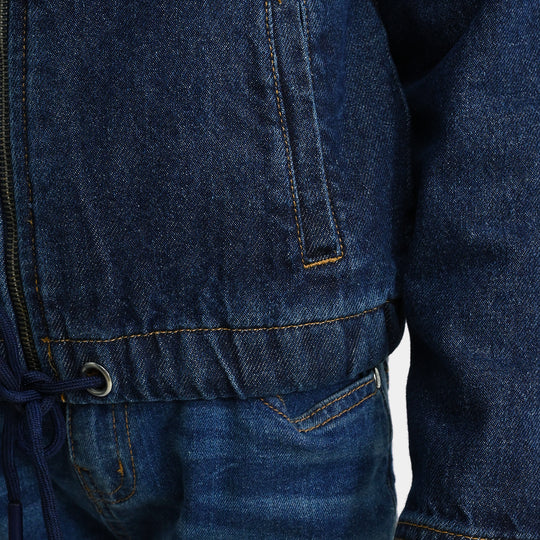 Girls Denim Rigid Woven Jacket Rope - Dark Blue