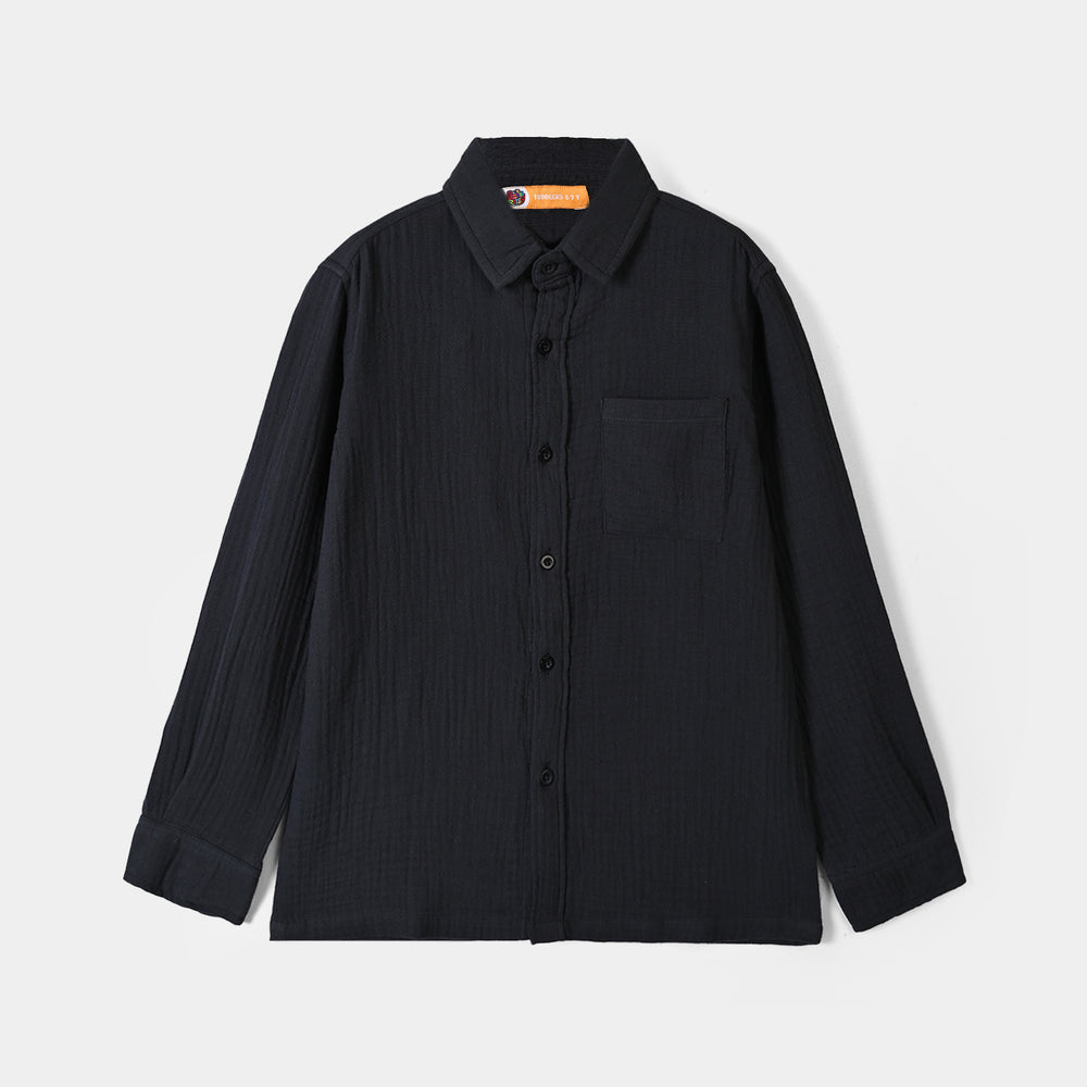 Boys Gauze Woven Suit Hello-CHARCOAL